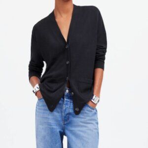 Madewell Sweater Womens Merino Wool Boyfriend Cardigan Merino Wool Black Size XS